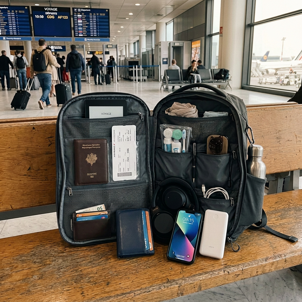 Les indispensables du bagage à main à l&rsquo;aéroport 🛩️